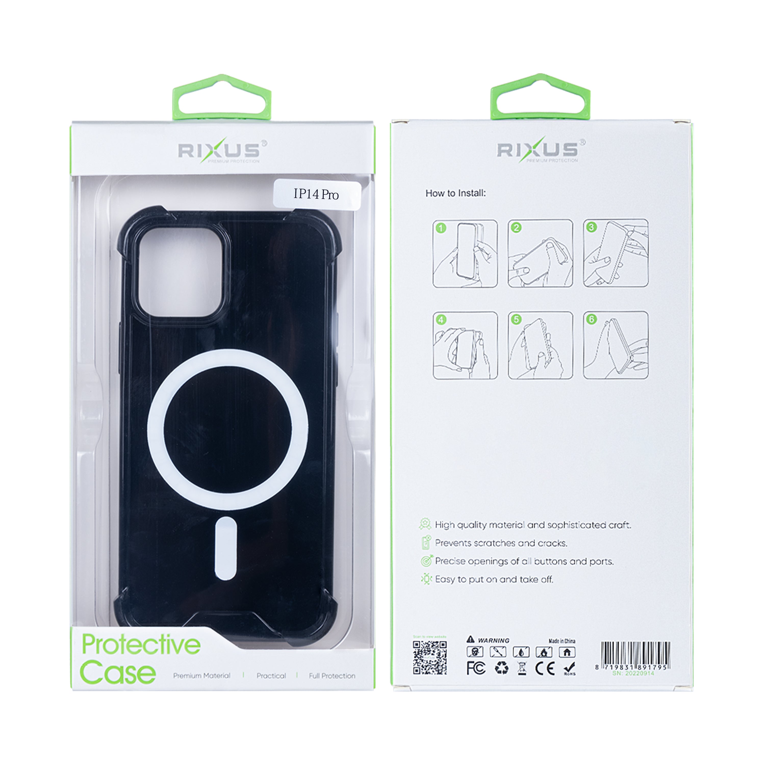 Rixus Anti-Burst Case With Magsafe For Apple iPhone 14 Pro Noir