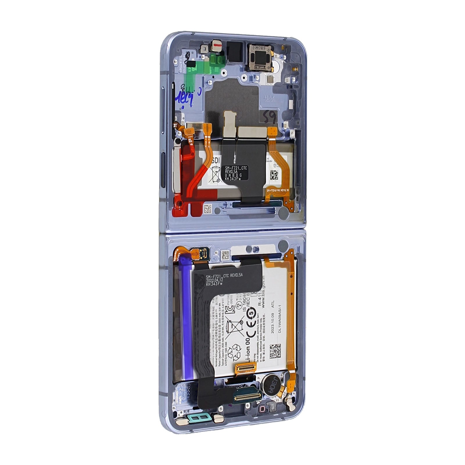 Samsung Galaxy Z Flip4 F721B Écran principal et numériseur avec cadre bleu Service Pack