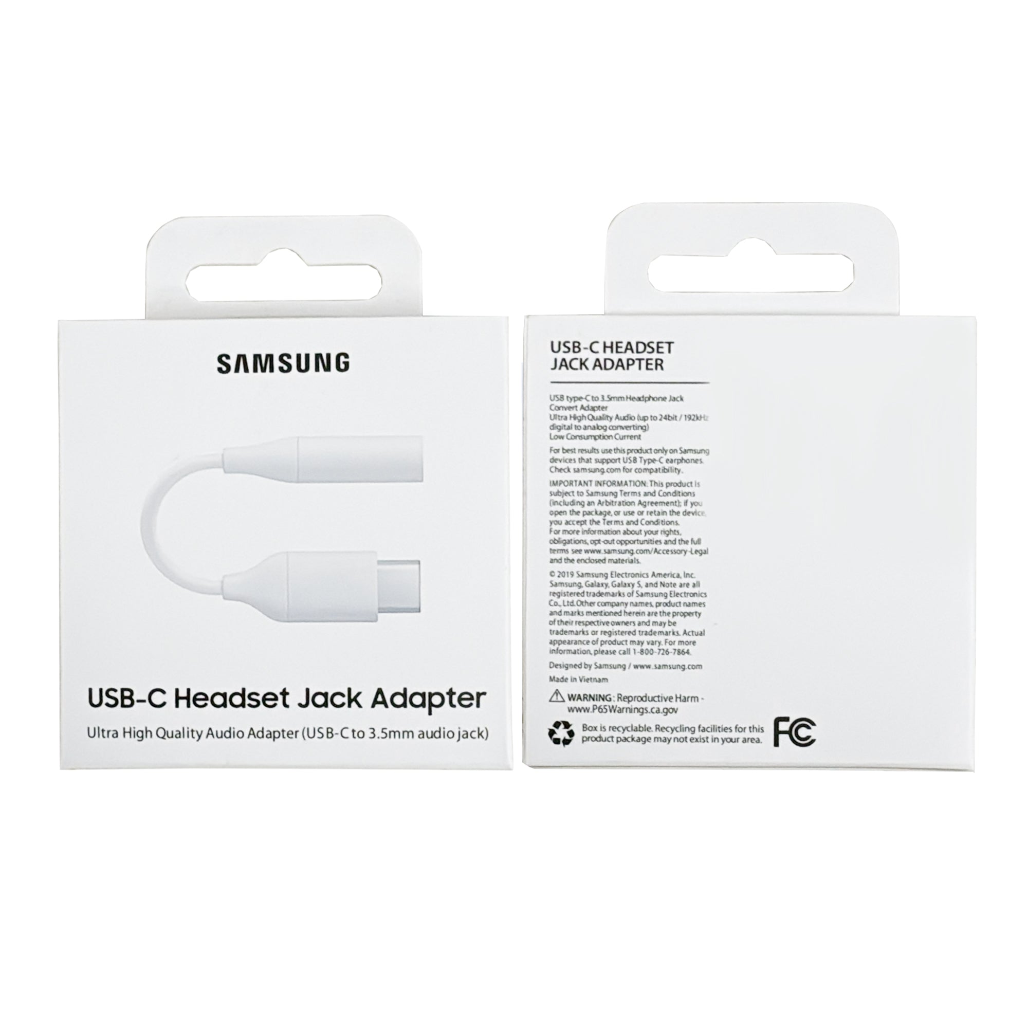 Samsung USB-C Headset Jack Adaptor White Original Retail Box (Adaptateur pour casque d'écoute USB-C blanc)