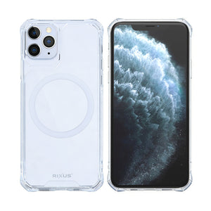 Rixus Armor-X Anti Shock Case With MagSafe Compatible For Apple iPhone 11 Pro Max Transparent