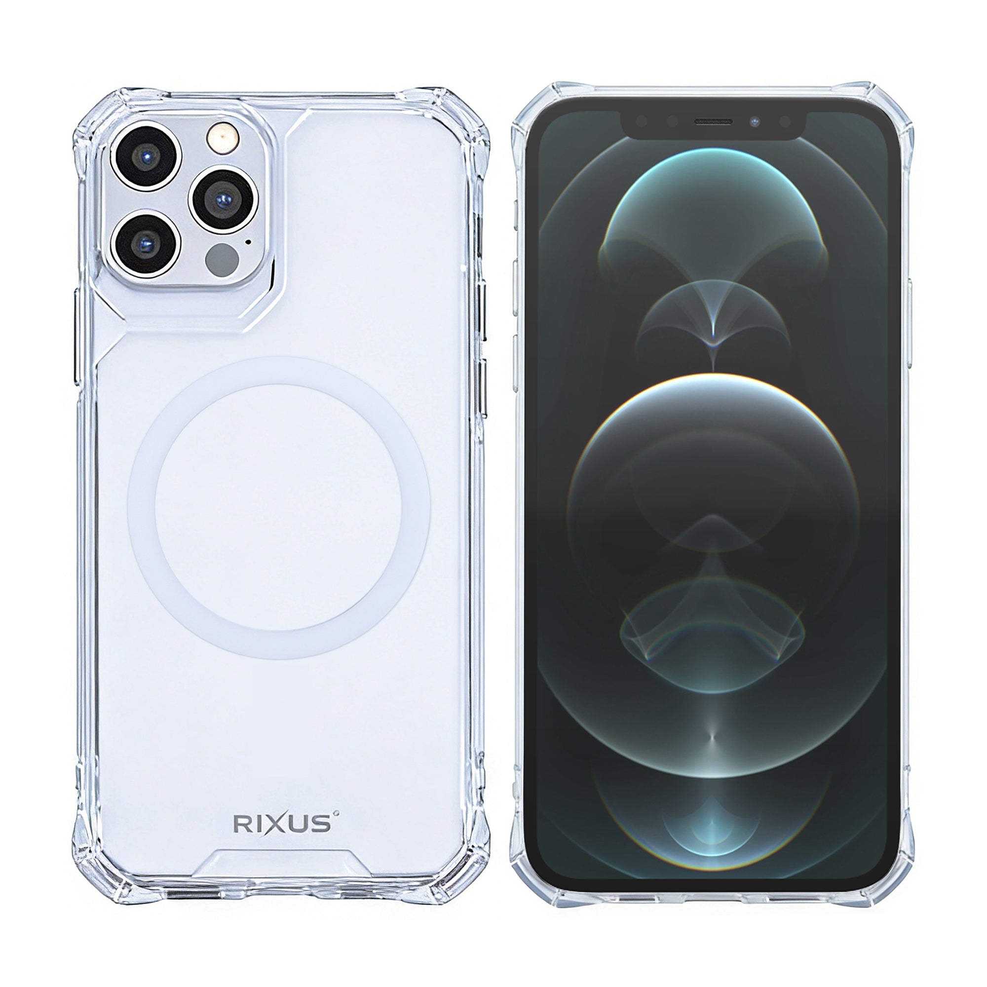 Rixus Armor-X Anti Shock Case With MagSafe Compatible For Apple iPhone 12, 12 Pro Transparent