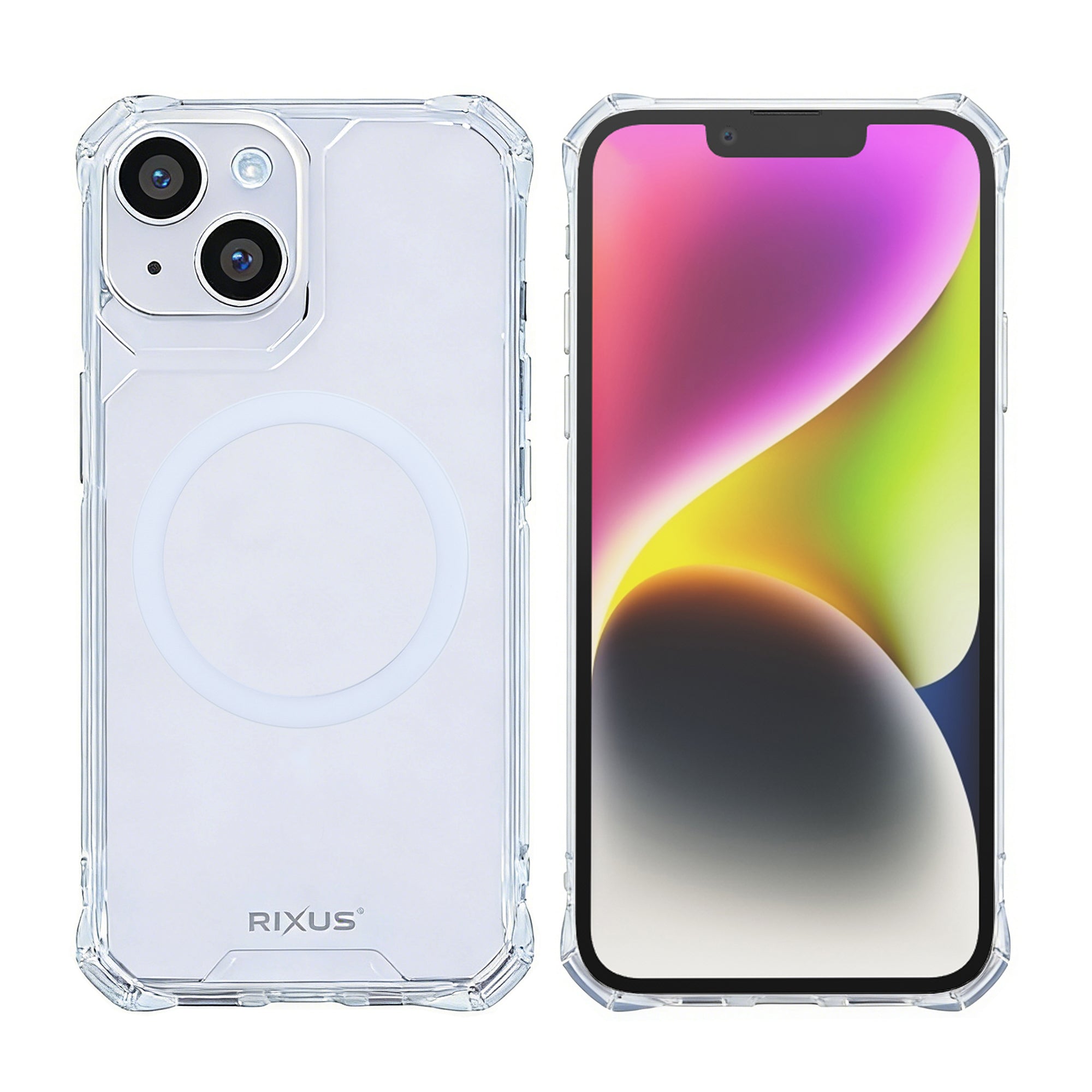 Rixus Armor-X Anti Shock Case With MagSafe Compatible For Apple iPhone 14 Plus Transparent