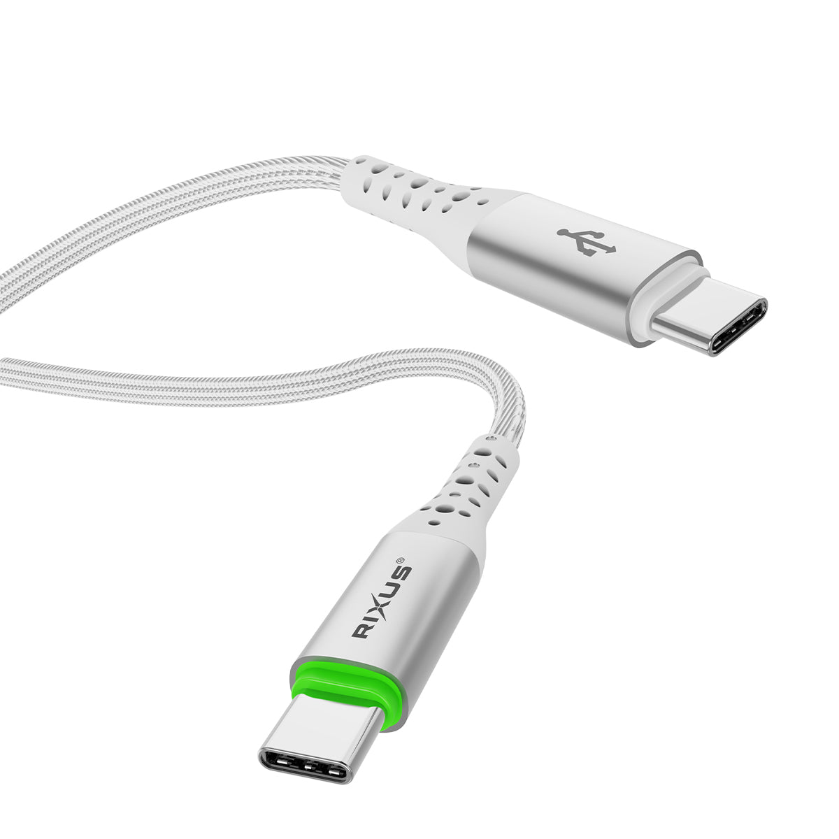 Rixus RXUC21C Câble USB-C vers USB-C à déconnexion automatique Blanc