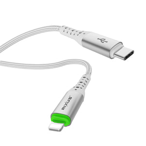 Rixus RXUC21L Auto Disconnect USB-C To Lightning Connector Cable White