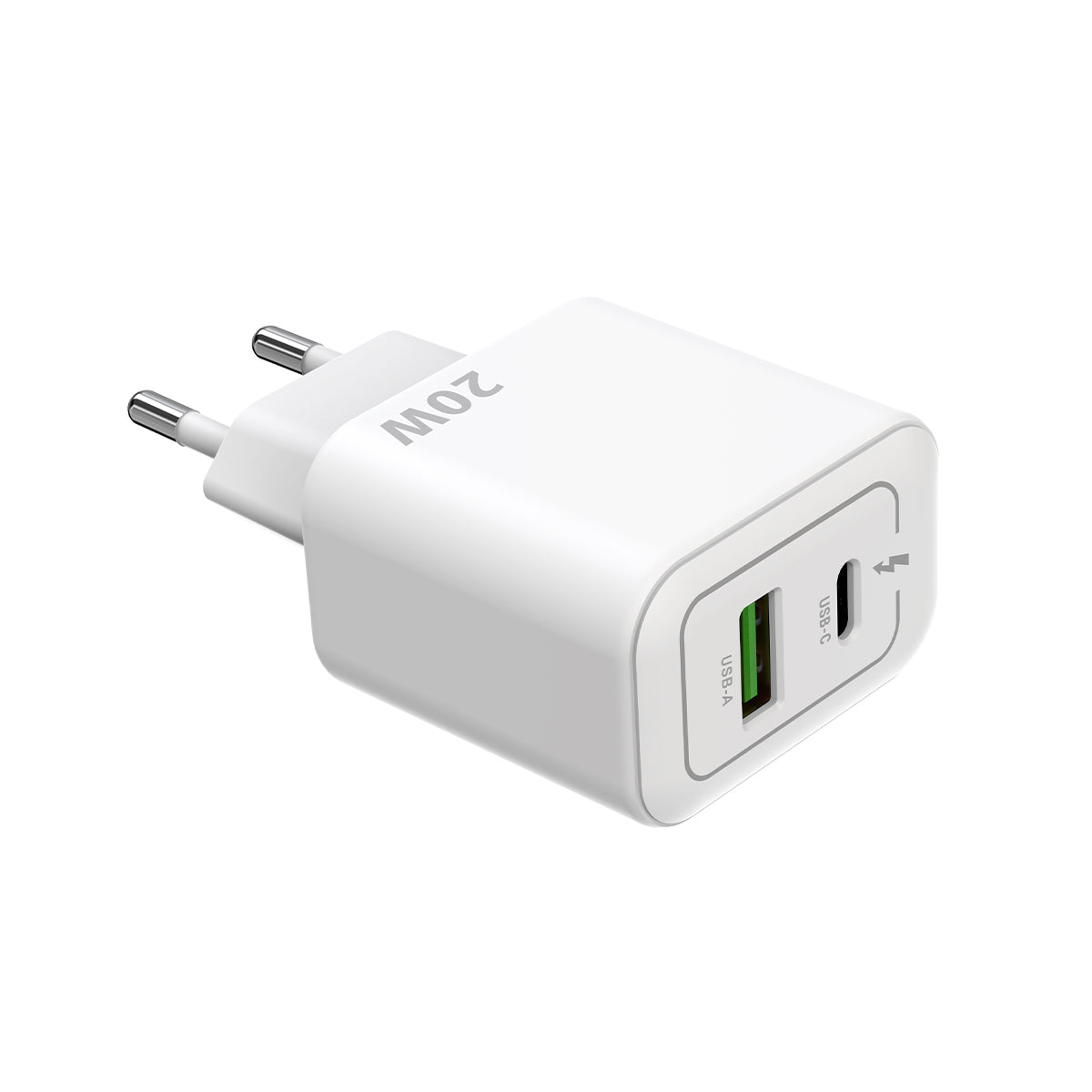 Rixus RXHC20 Adaptateur d'alimentation USB-C, USB-A 20W Blanc