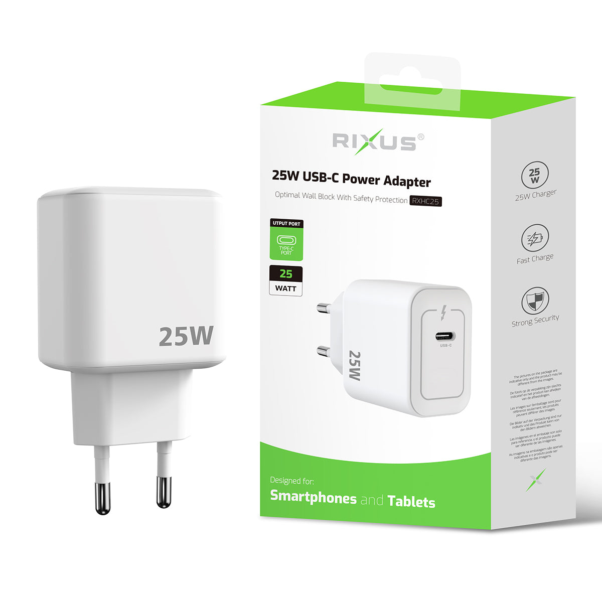 Rixus RXHC25 Adaptateur d'alimentation USB-C 25W Blanc