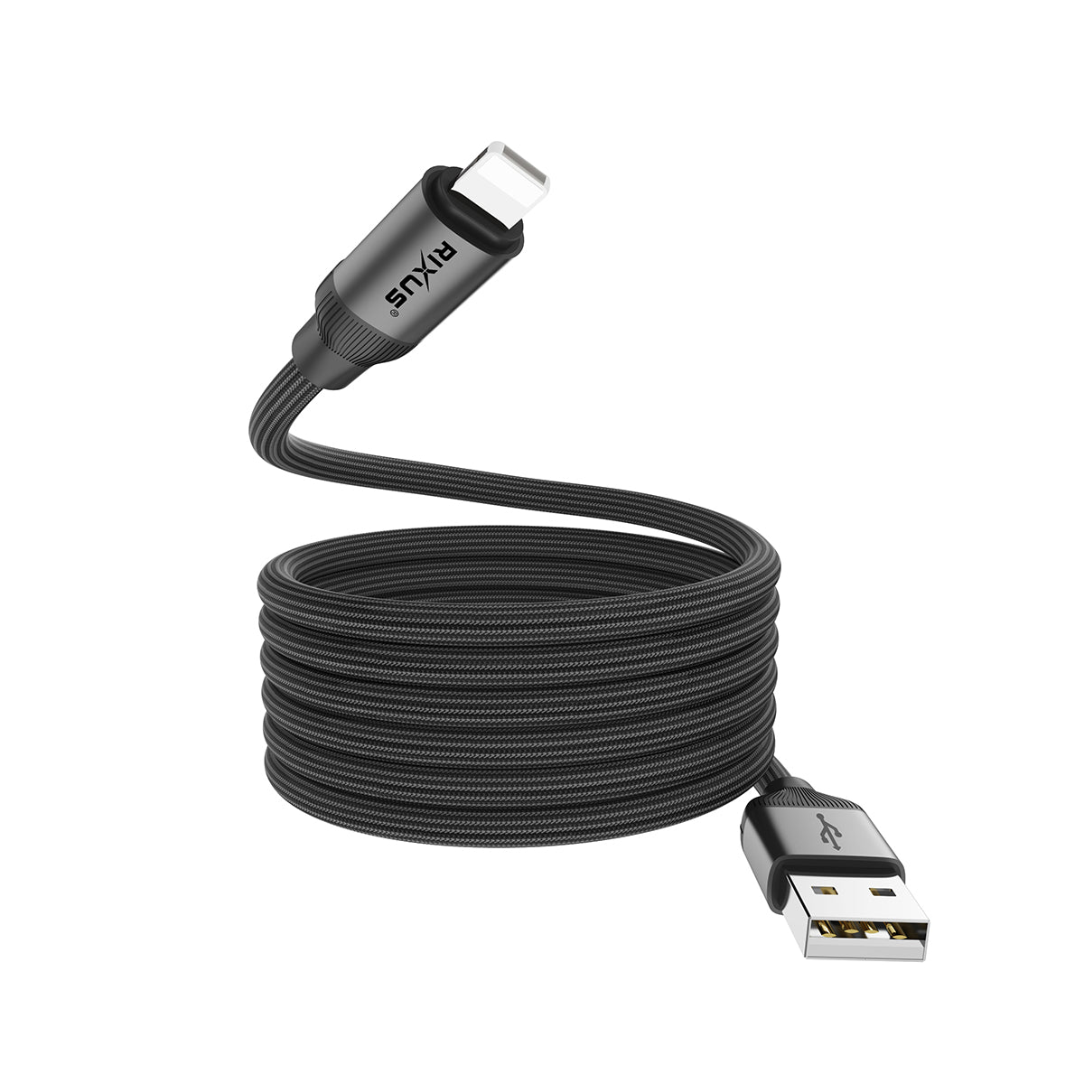 Rixus RXUC61AL Magnetic Charging Cord USB-A To Lightning Connector 1m 10W Black
