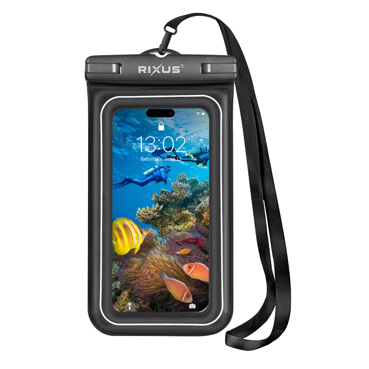 Rixus RXBG20 Sacoche pour téléphone portable étanche à l'éponge Noir