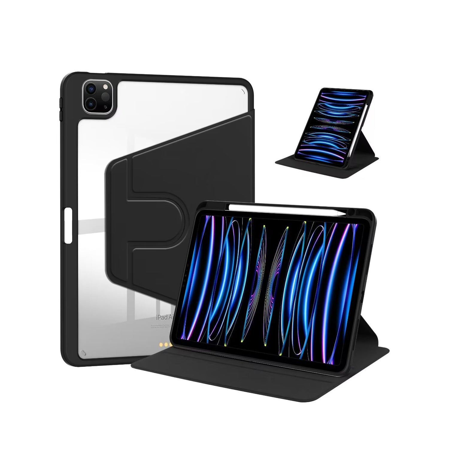 Étui de protection en cuir PU For Apple 10,2 pouces, 10,5 pouces Noir