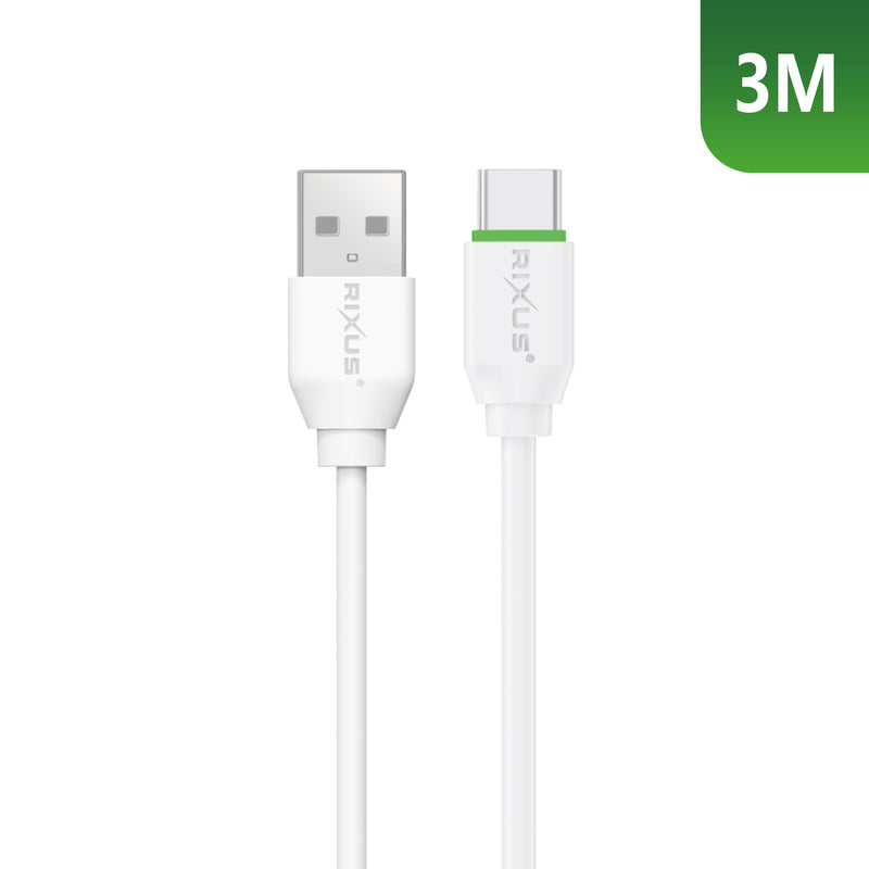 Rixus RX2017AC Câble de synchronisation des données et de charge rapide USB vers USB-C 3m