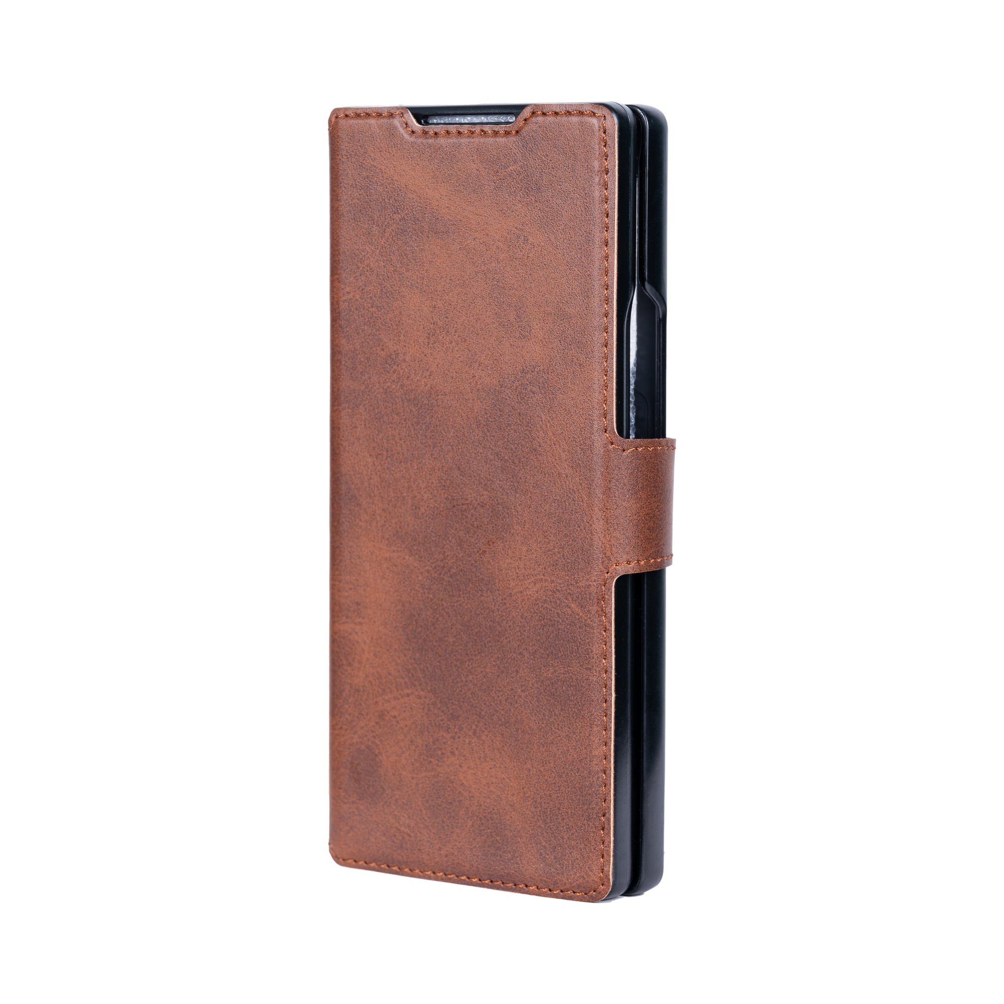 Rixus Wallet Case With Pen Holder For Samsung Galaxy Z Fold4 Brown