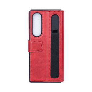 Rixus Wallet Case With Pen Holder For Samsung Galaxy Z Fold4 Rouge
