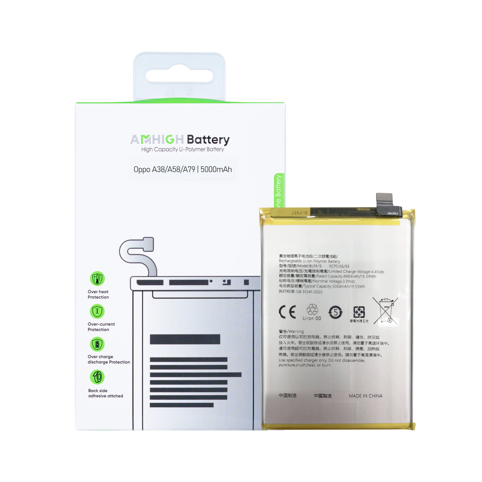 Batterie BLPA19 OEM pour Oppo A38, A58 4G, A79