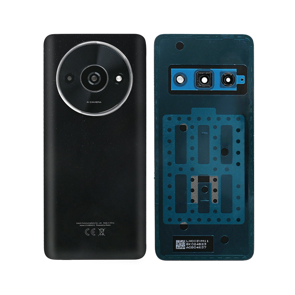 Coque arrière Xiaomi Redmi A3 avec objectif, noir nuit, OEM