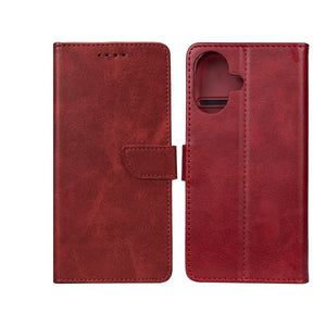 Rixus Bookcase For Apple iPhone 16 Rouge foncé