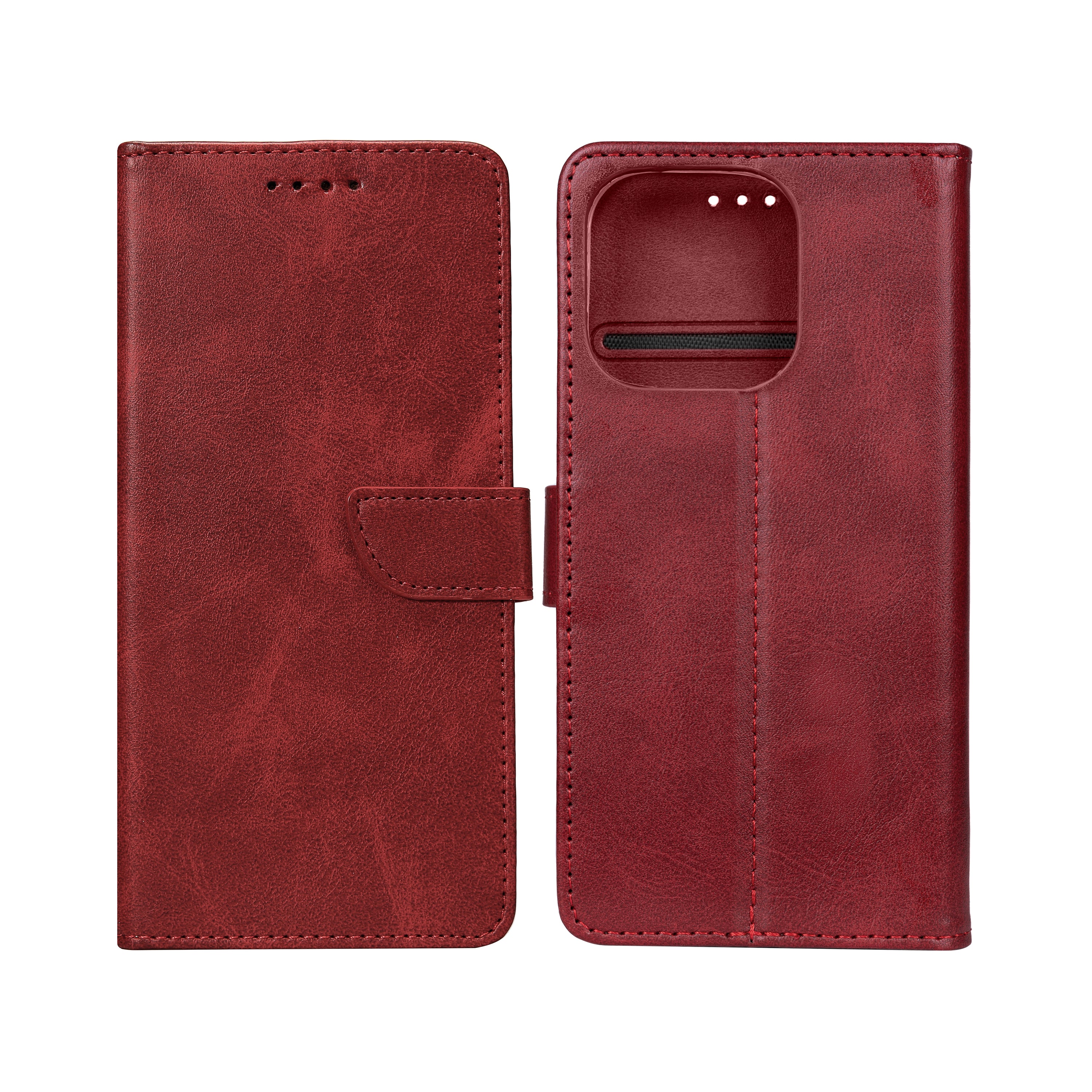 Rixus Bibliothèque For Apple iPhone 16 Pro Rouge foncé