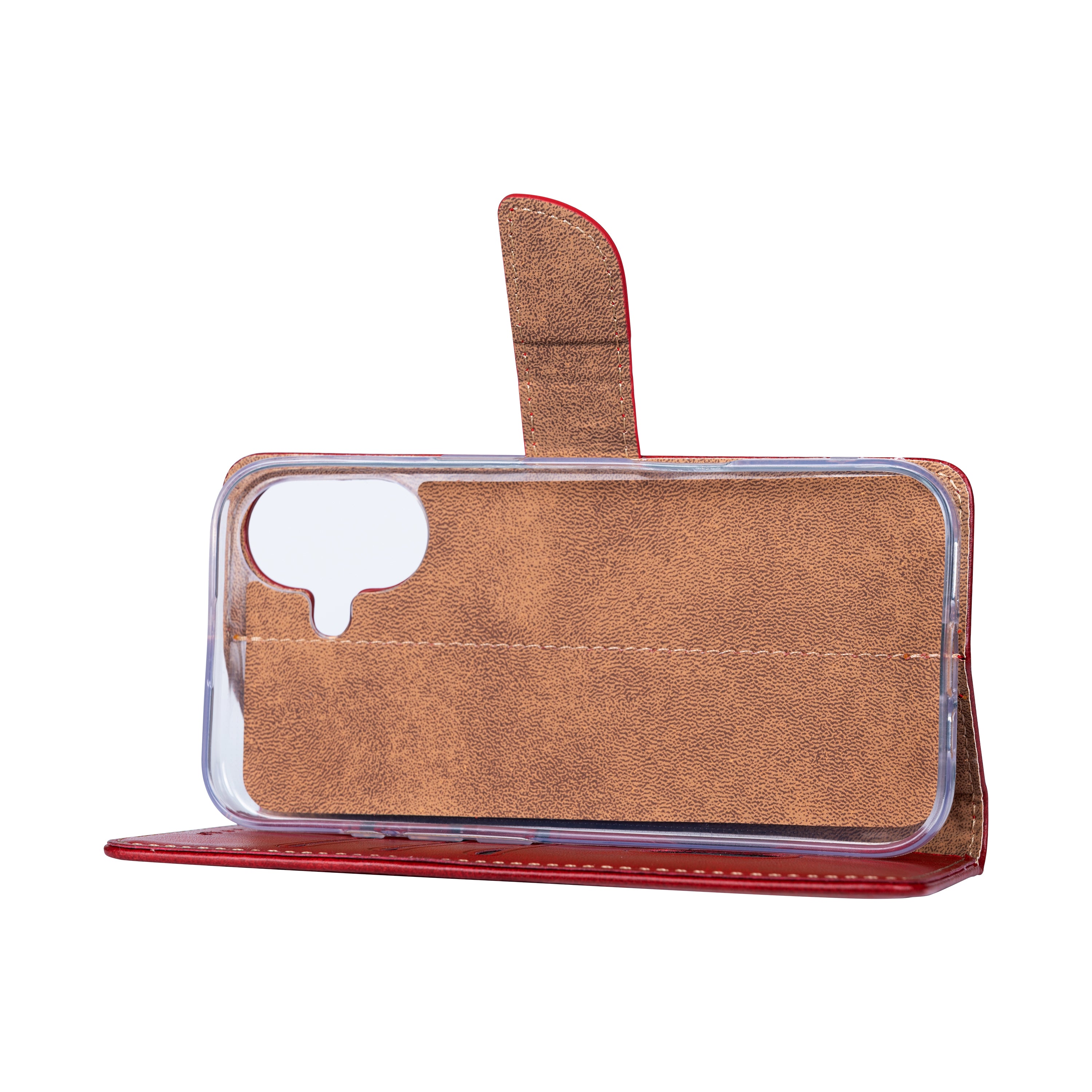 Rixus Bookcase For Apple iPhone 16 Plus Rouge foncé
