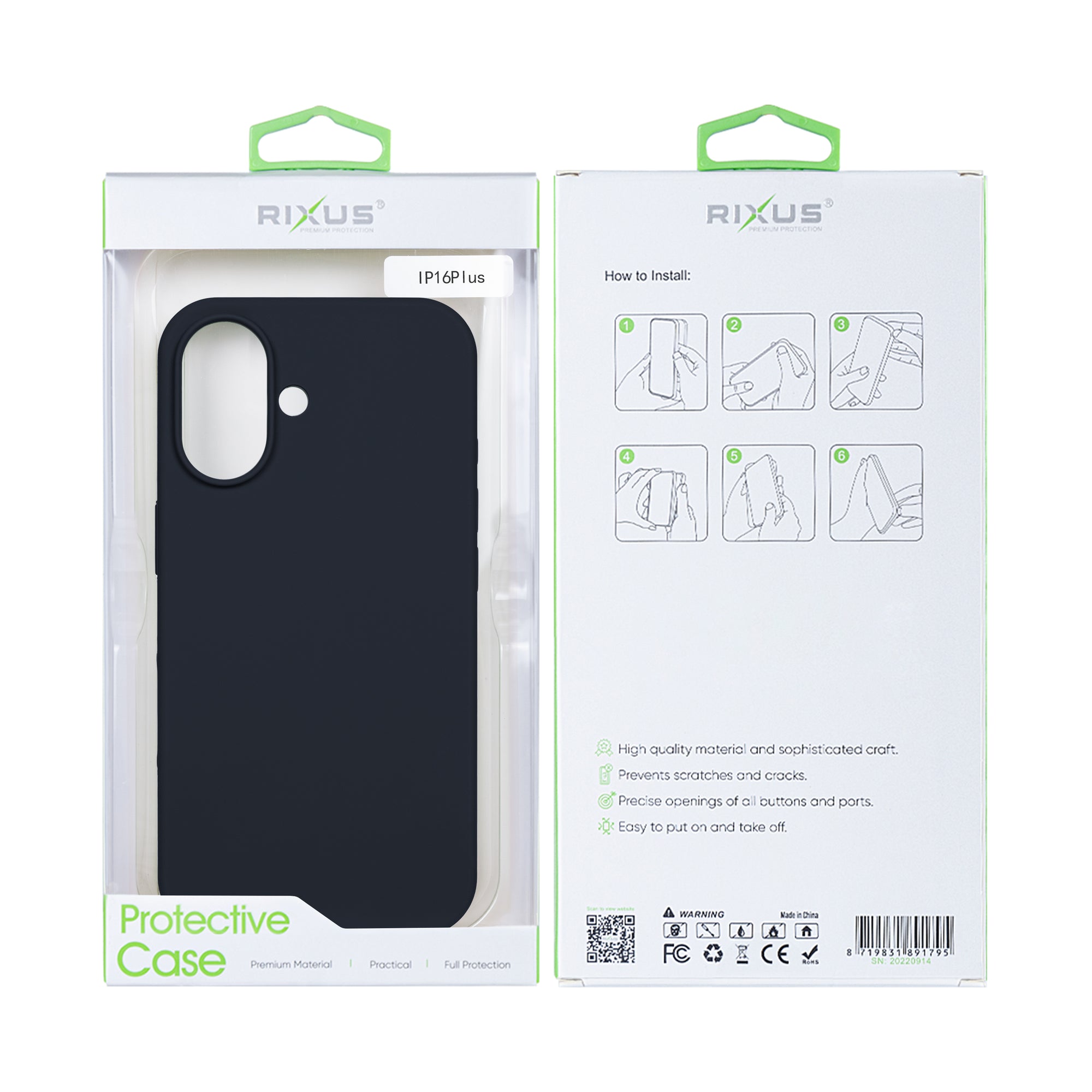 Rixus Soft TPU Phone Case With MagSafe Compatible For Apple iPhone 16 Plus Black