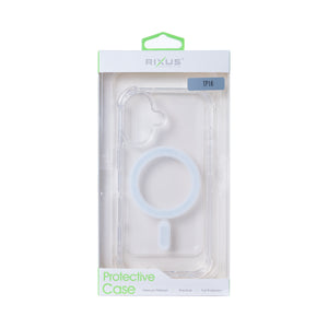 Rixus Anti-Burst Case With MagSafe Compatible For Apple iPhone 16 Transparent