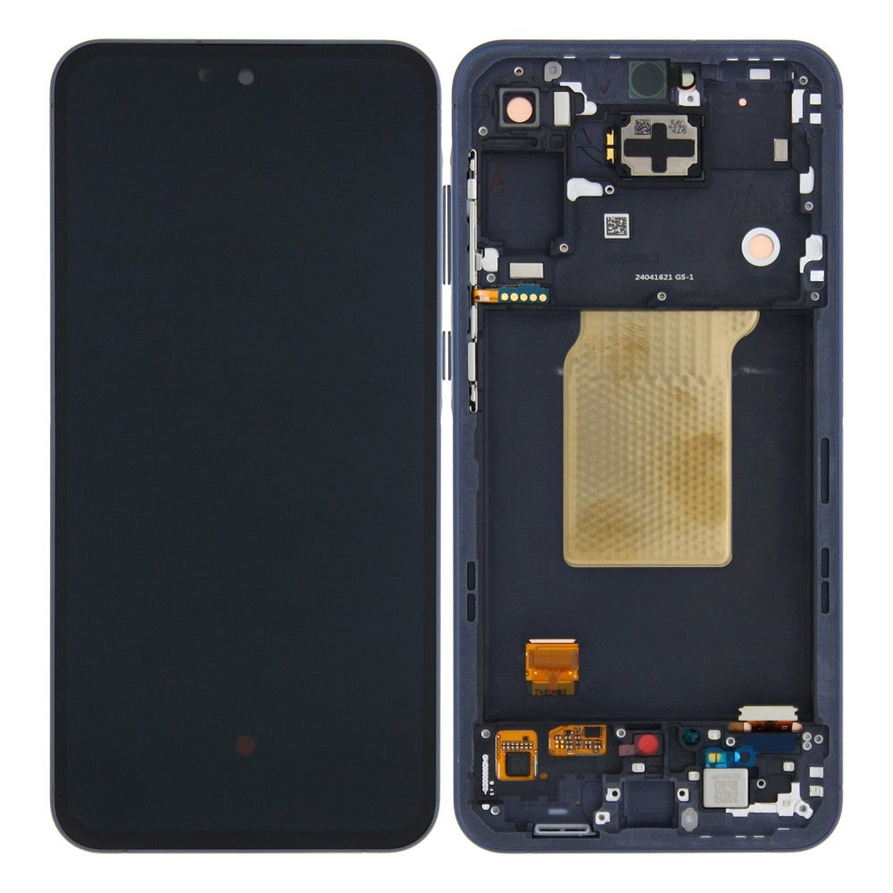Écran et numériseur Samsung Galaxy A55 A556B avec cadre bleu marine pré-assemblé