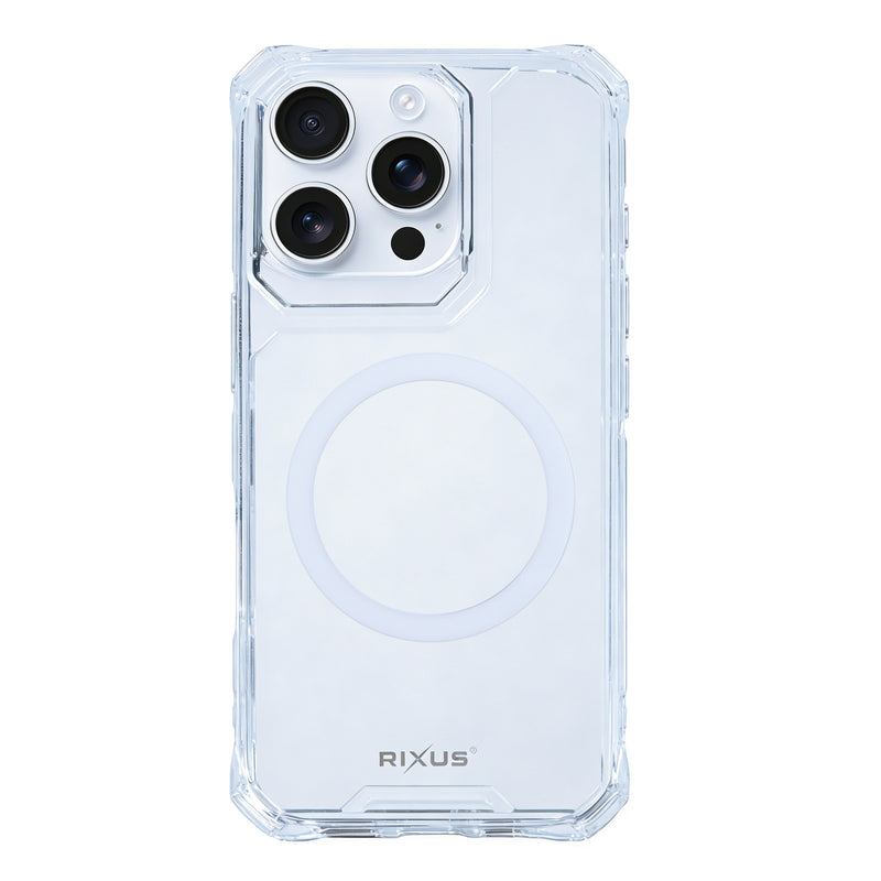 Rixus Armor-X Anti Shock Case With MagSafe Compatible For Apple iPhone 16 Pro Transparent