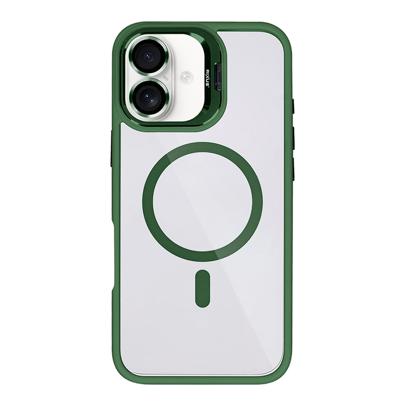 Rixus Classic 03 Case With MagSafe Compatible For Apple iPhone 16 Dark Green