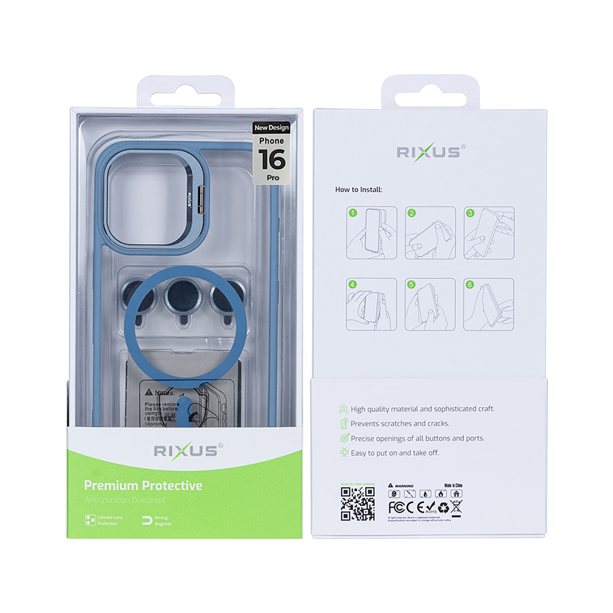 Rixus Classic 03 Case With MagSafe Compatible For Apple iPhone 16 Pro Light Blue