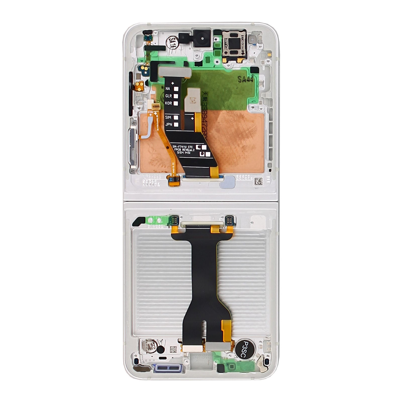Samsung Galaxy Z Flip6 F741B Écran principal et numériseur avec cadre blanc Service Pack