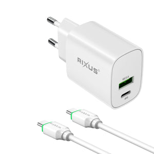 Rixus RX90CC Adaptateur avec câble USB-C vers USB-C 1m 20W Blanc