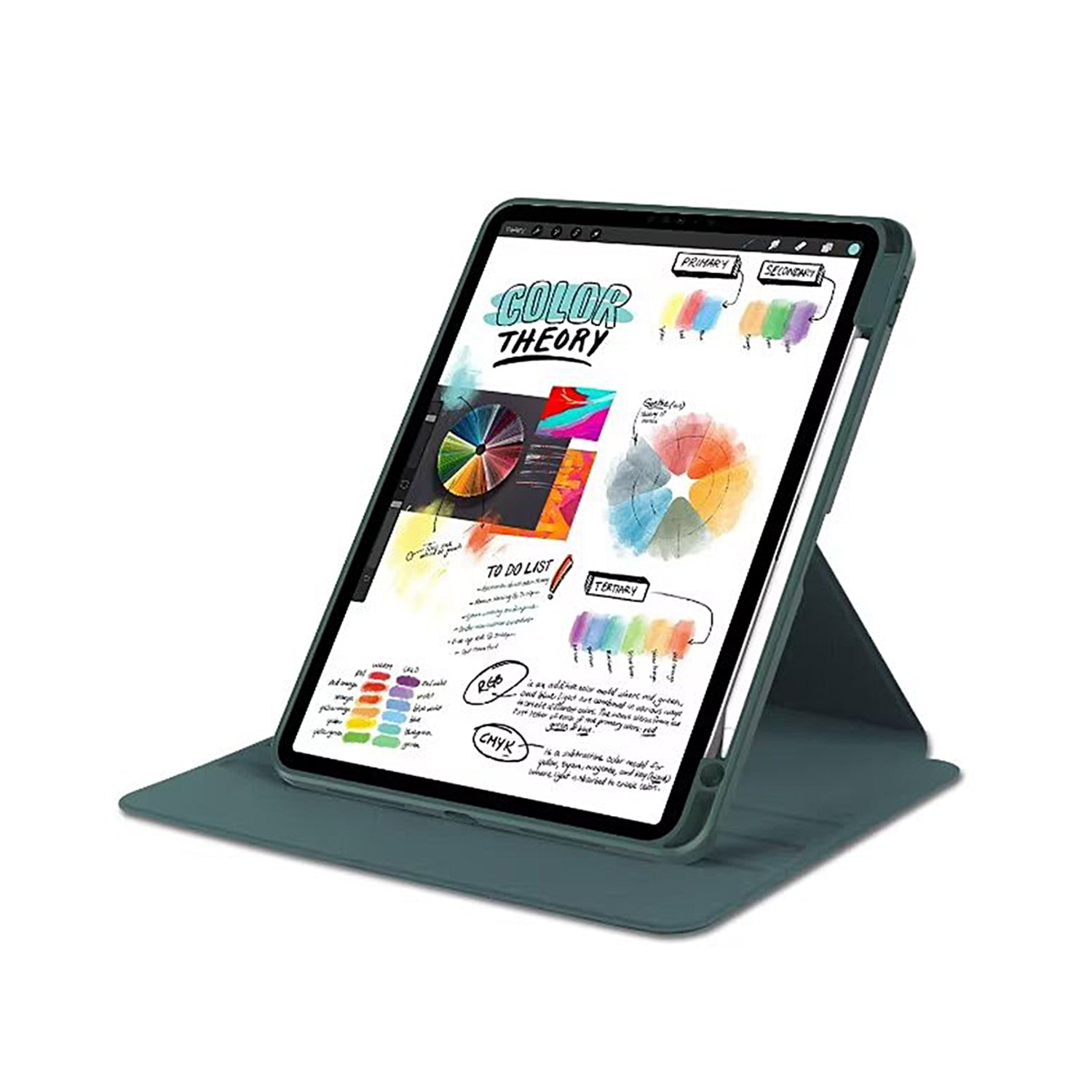 Étui de protection en cuir PU For Apple Pro 11 pouces (2024) Vert nuit