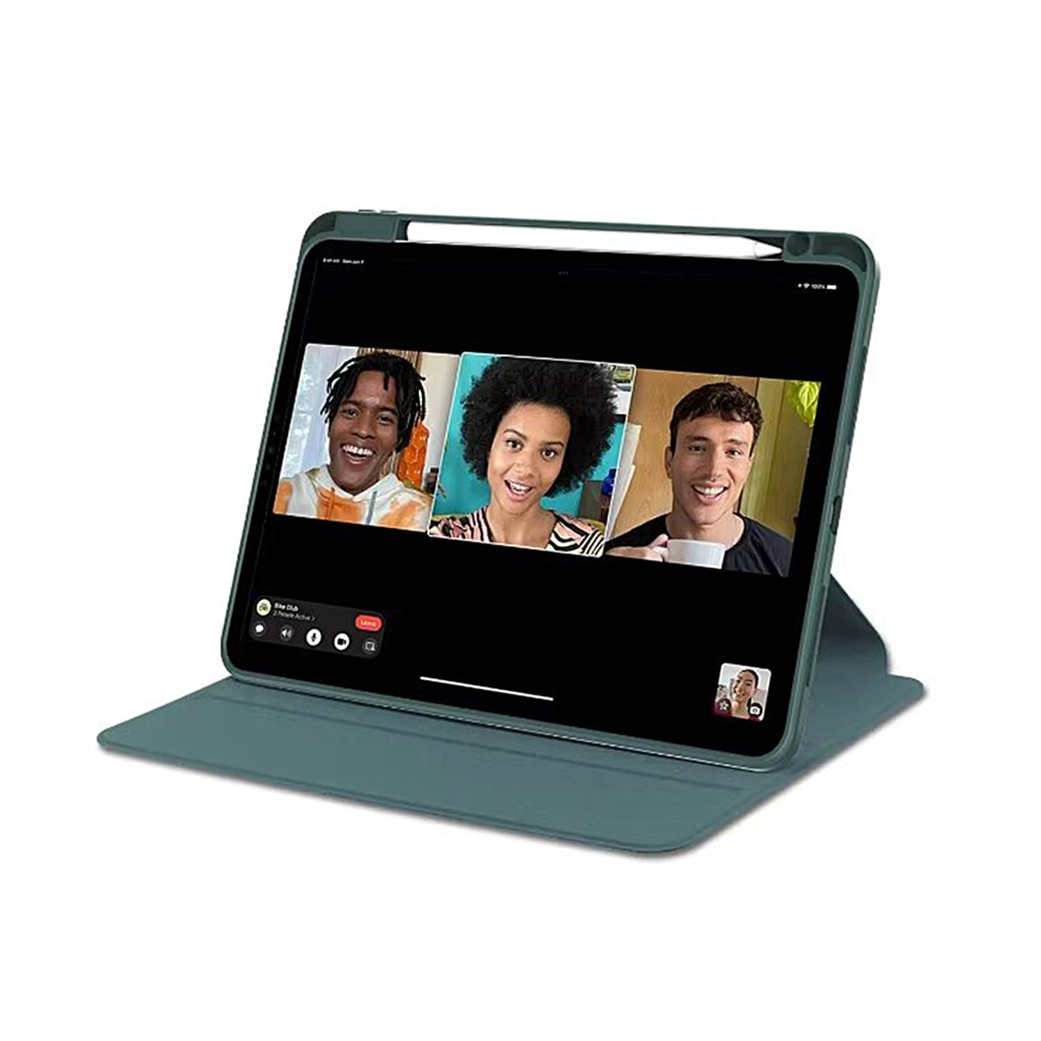 Étui de protection en cuir PU For Apple Pro 13 pouces (2024) vert nuit