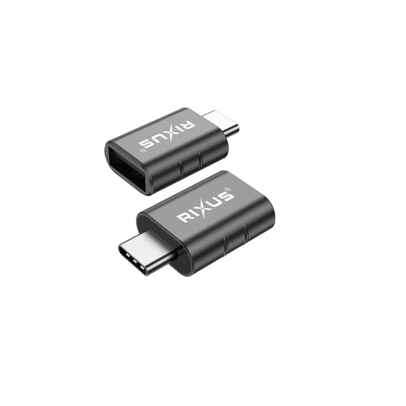 Rixus RXOTG02 USB-A To USB-C OTG Adapter Space Gray (2-Pack)