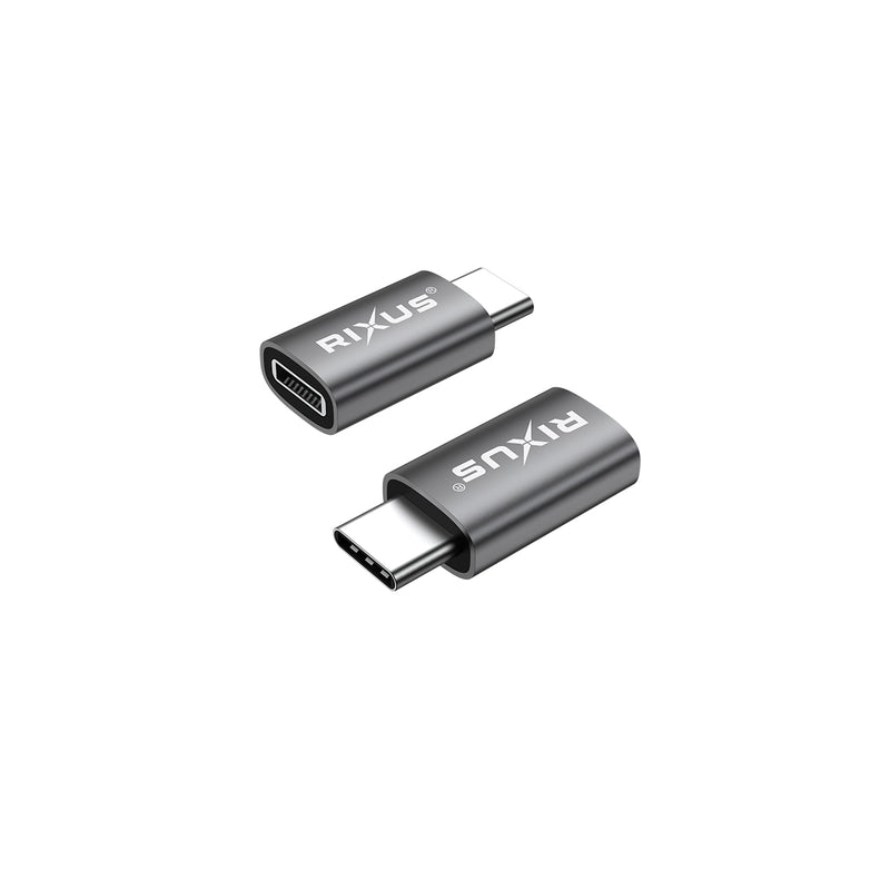 Rixus RXOTG03 USB-C To Lightning Connector OTG Adapter Space Gray (2-Pack)