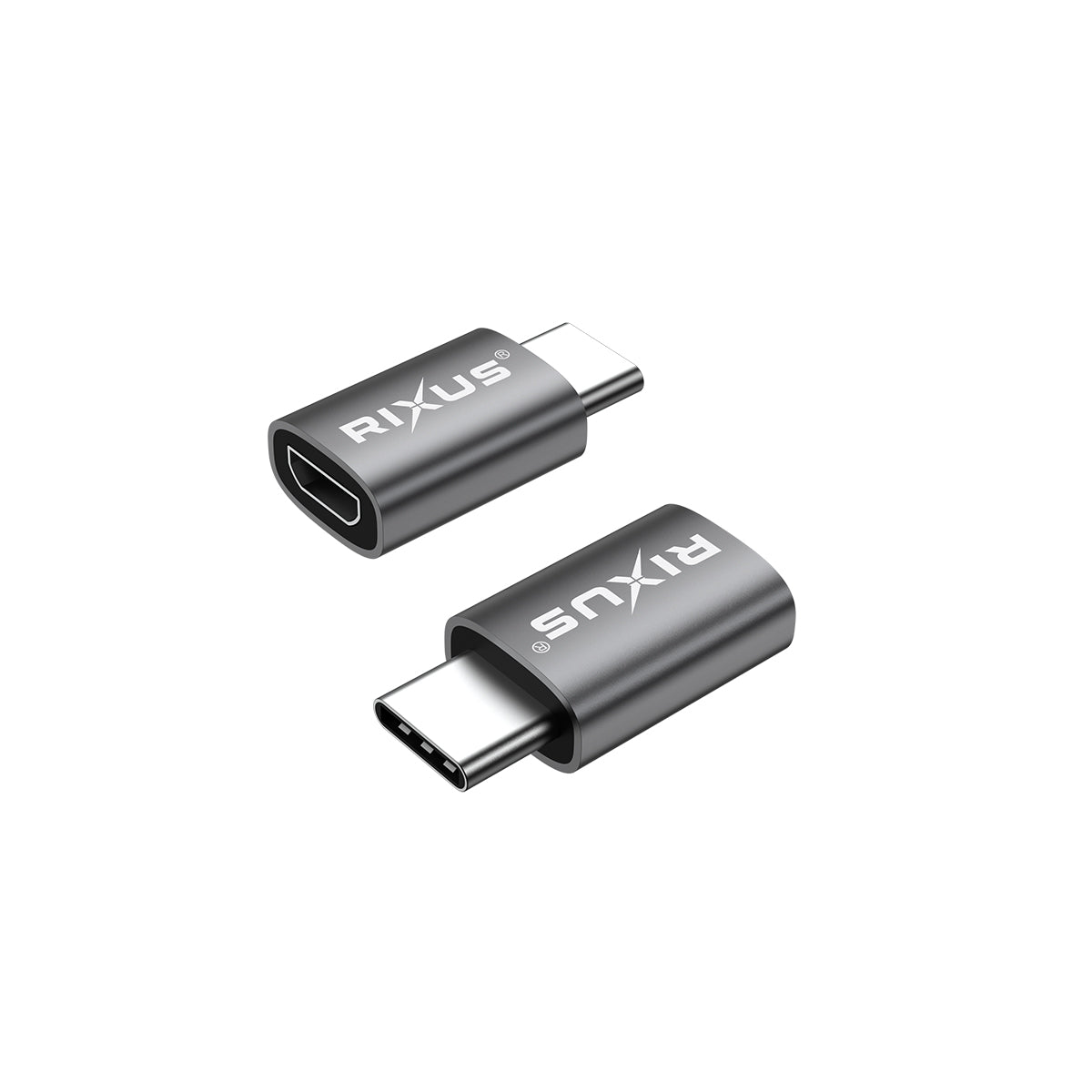 Rixus RXOTG04 Adaptateur USB-C vers Micro OTG Gris Espace (2-Pack)