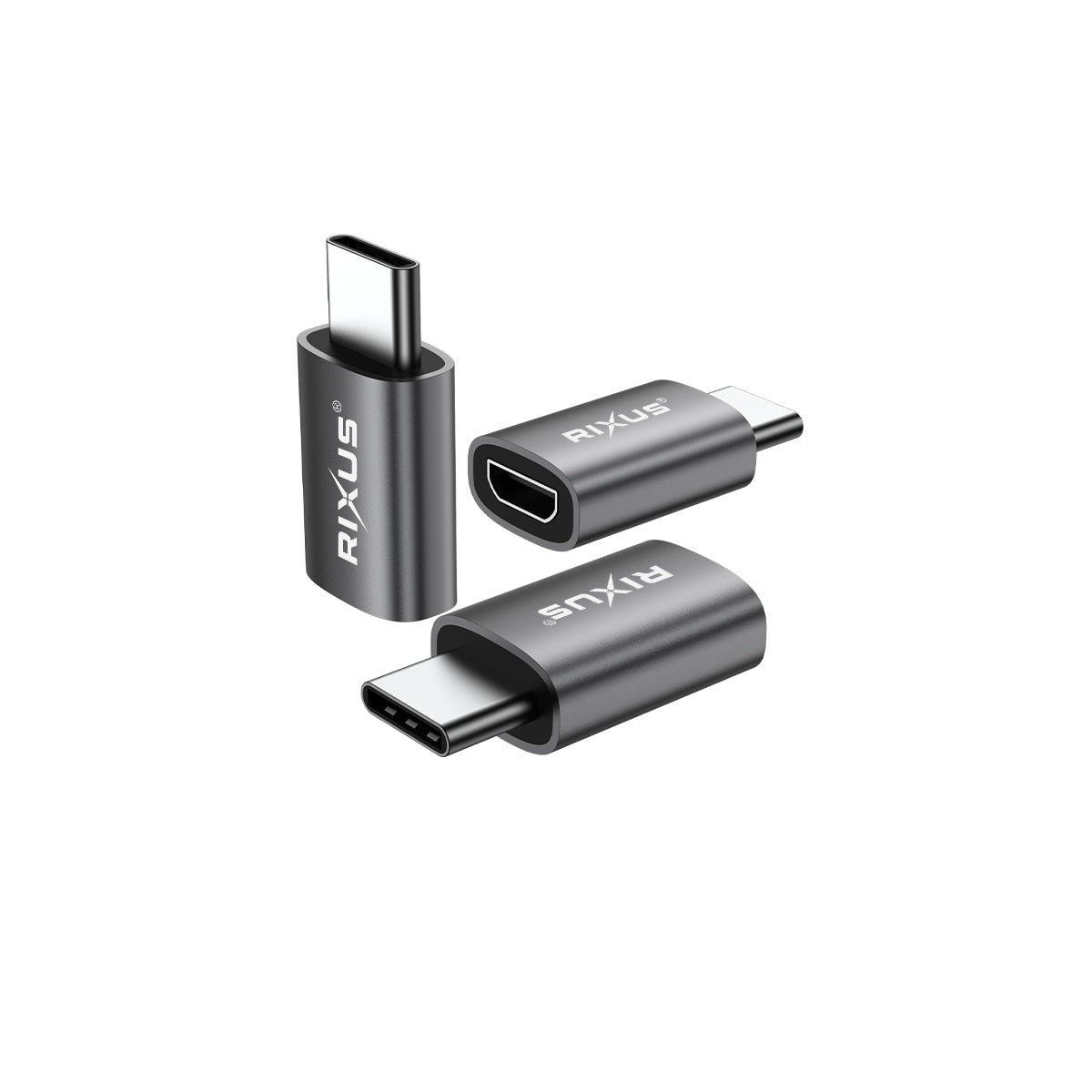 Rixus RXOTG04 Adaptateur USB-C vers Micro OTG Gris Espace (2-Pack)