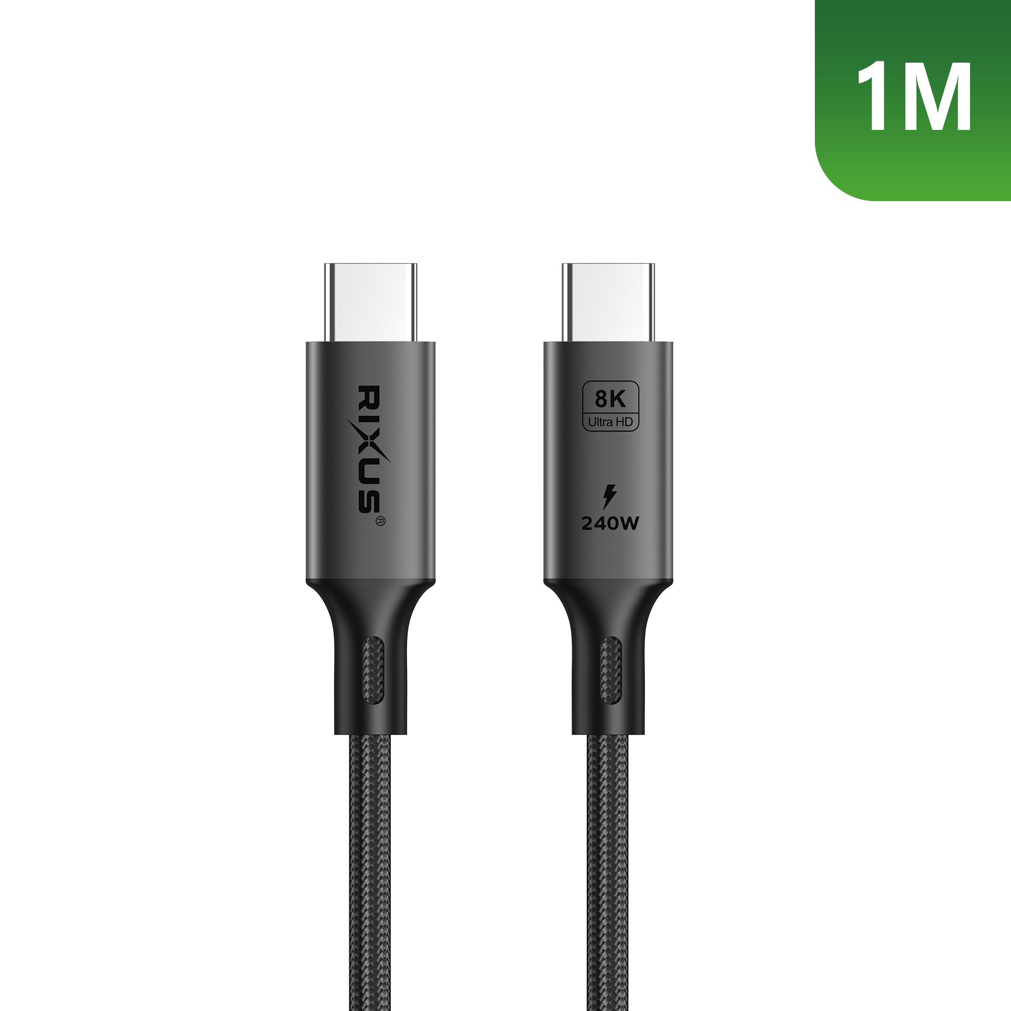 Rixus RXUC01 Câble USB-C 4.0 vers USB-C 1m 240W Gris