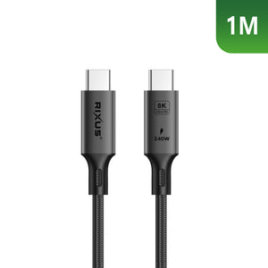 Rixus RXUC01 Câble USB-C 4.0 vers USB-C 1m 240W Gris