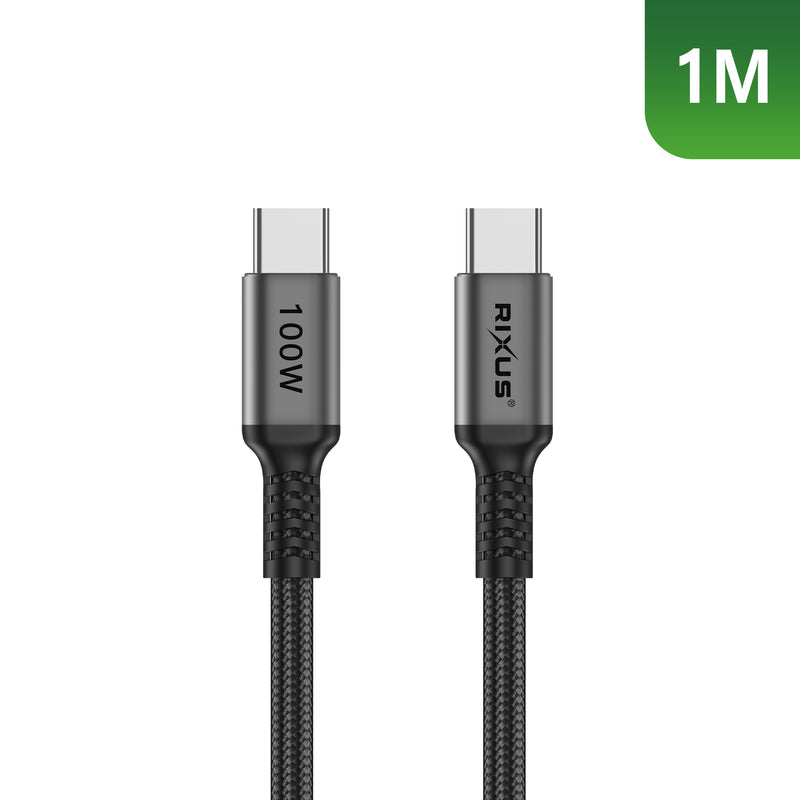 Rixus RXUC04 Câble USB-C 2.0 vers USB-C 1m 100W gris spatial