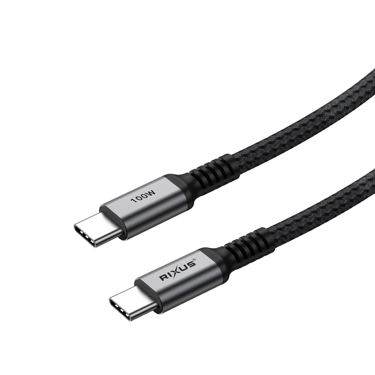 Rixus RXUC05 Câble USB-C 2.0 vers USB-C 2m 100W gris spatial