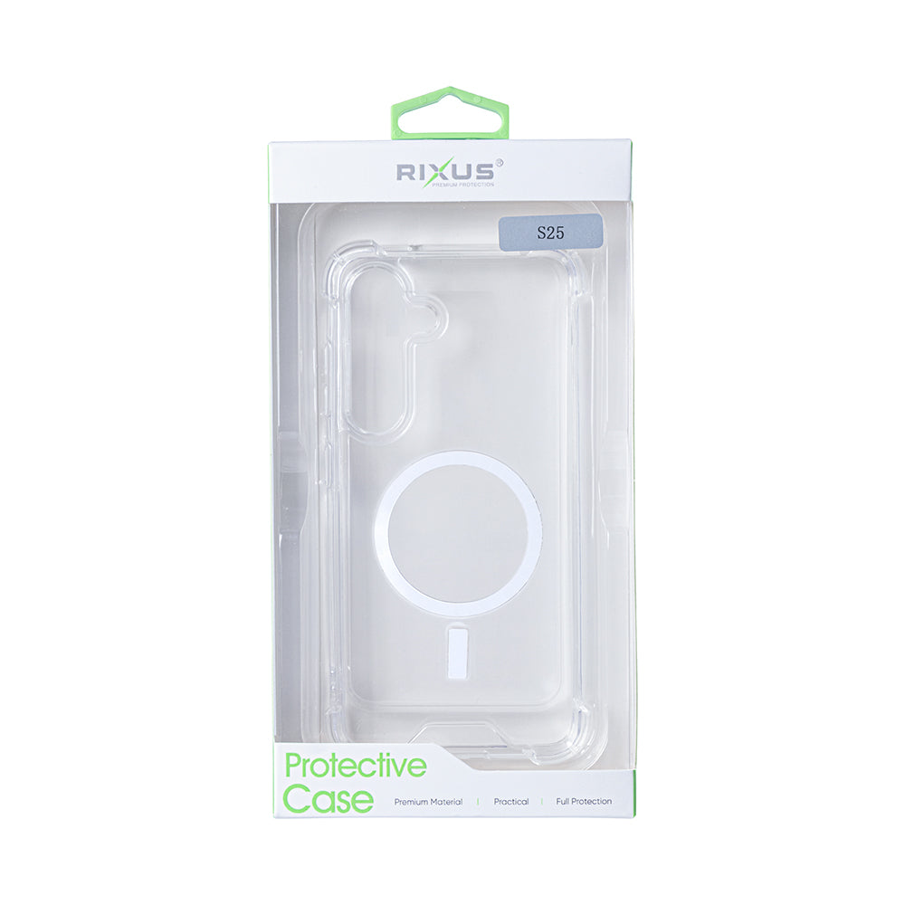 Rixus Anti-Burst Case With MagSafe Compatible For Samsung Galaxy S25 Transparent