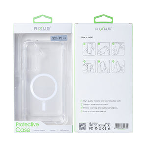 Rixus Anti-Burst Case With MagSafe Compatible For Samsung Galaxy S25 Plus Transparent