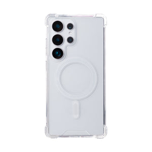 Rixus Anti-Burst Case With MagSafe Compatible For Samsung Galaxy S25 Ultra Transparent