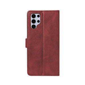 Rixus Bookcase Pour Samsung Galaxy S25 Ultra Rouge Foncé