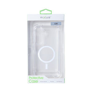 Rixus Anti-Burst Case With MagSafe Compatible For Samsung Galaxy A36, A37 Transparent