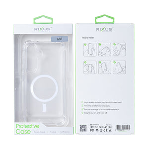 Rixus Anti-Burst Case With MagSafe Compatible For Samsung Galaxy A36, A37 Transparent