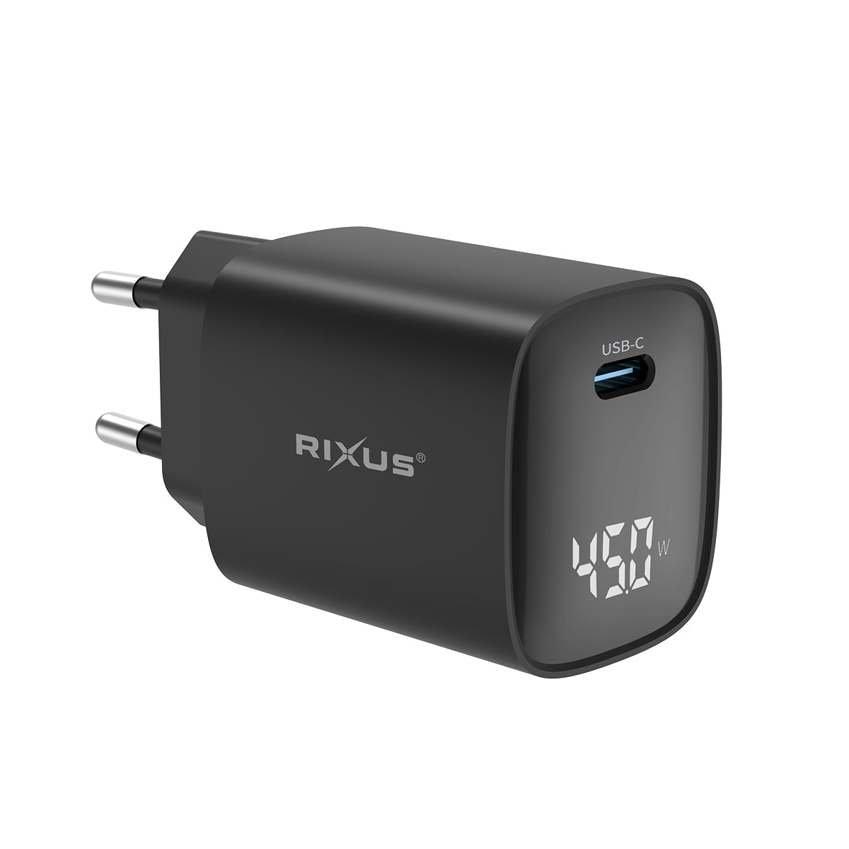 Rixus RXHC13 Adaptateur électrique USB-C avec affichage numérique 45W Noir