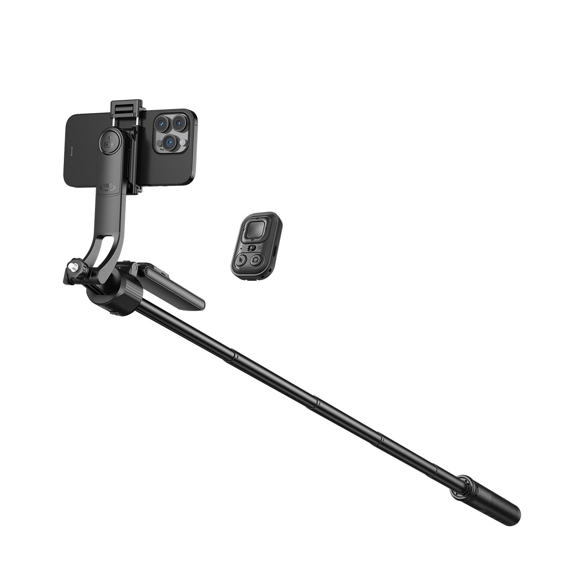 Rixus RXSF55 Bâton de selfie pour téléphone portable avec caméra de suivi de visage AI Noir