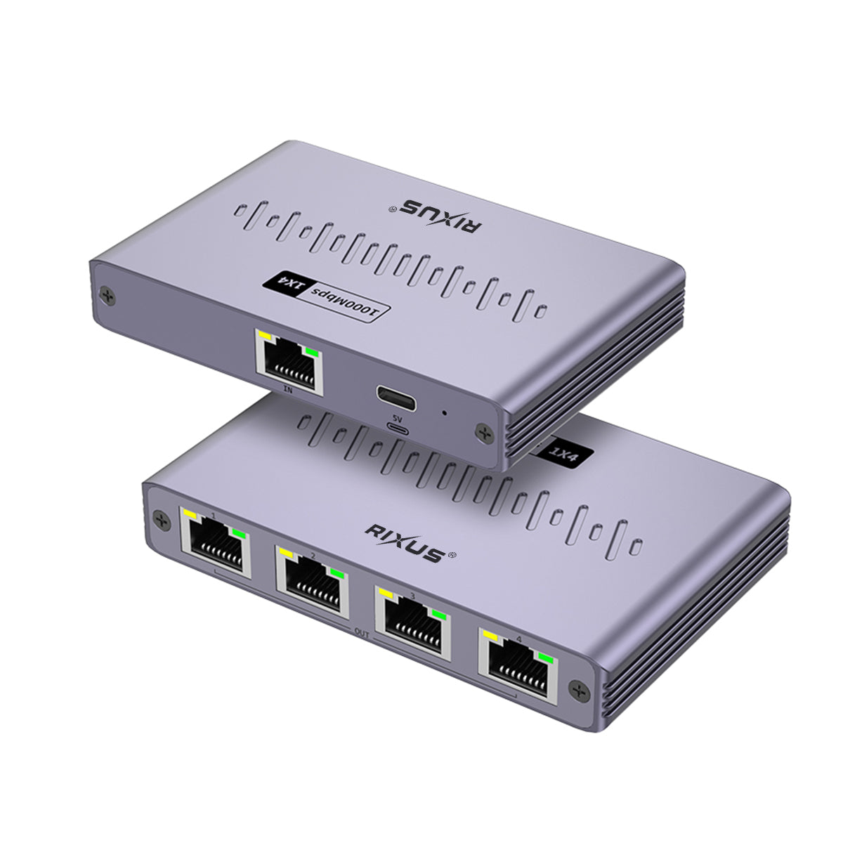 Rixus RXEA05 Adaptateur de commutateur Ethernet à 5 ports gris