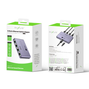 Rixus RXEA05 Adaptateur de commutateur Ethernet à 5 ports gris