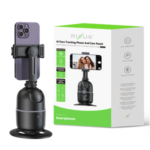 Rixus RXAG03 Auto Face Tracking pour Vlog, Vidéo, Tik Tok Noir
